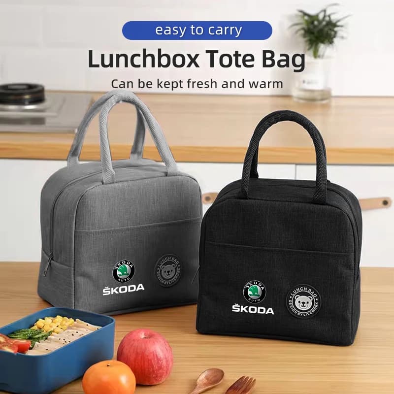 LOGO dell'auto Bento portatile Bag Lunch Box isolato Borsa da picnic all'aperto per Skoda Octavia Rapid Kodiaq Superb Derivative Karoq