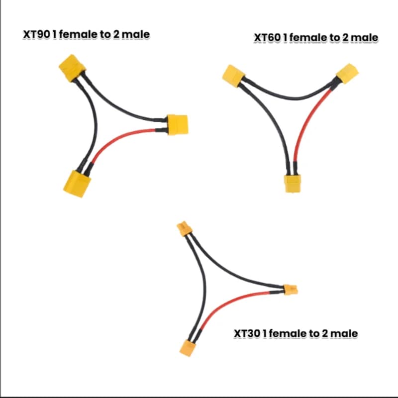 High Quality XT30 XT60 XT90 1 Female to 2 Male Y Cable Splitter Battery Parallel Connector 14AWG/16AWG for RC Helicopter Drone