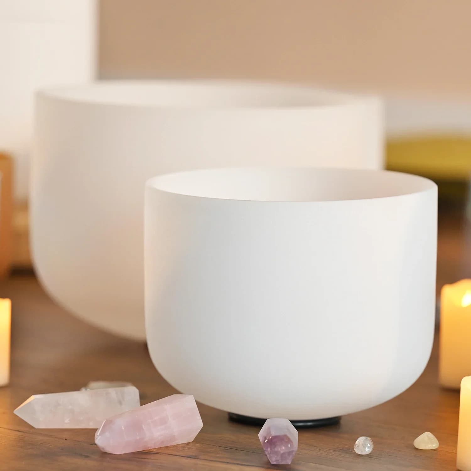 10 inch Large Crystal Singing Bowl 432hz/440hz Frosted Quartz Chakra Sound Balls for Meditation Yoga Sound Healing
