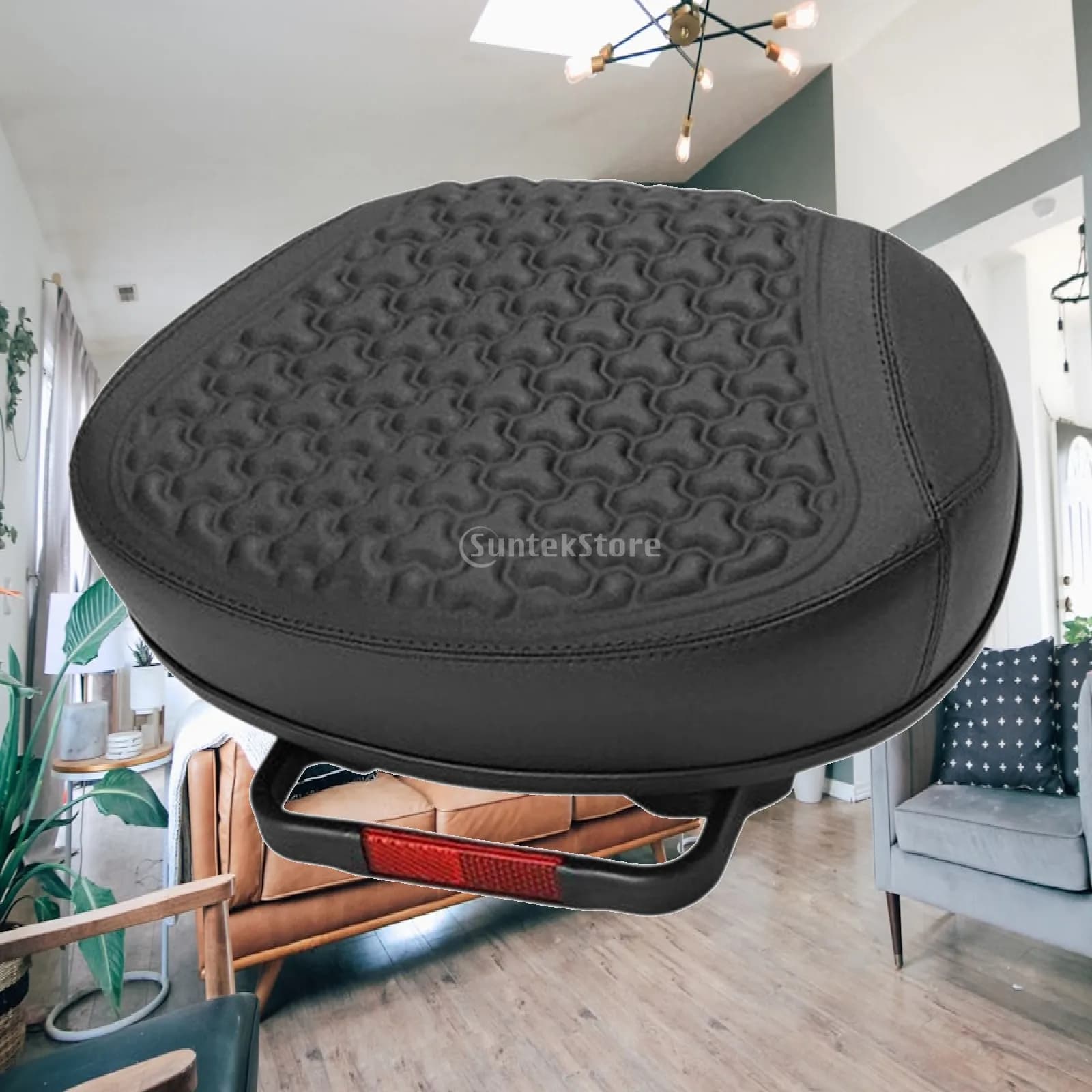 Gel Bike Saddle Wide Cushioned Waterproof PU Cover Dual Shock Support with LED Tail Light for Road MTB Daily Cycling