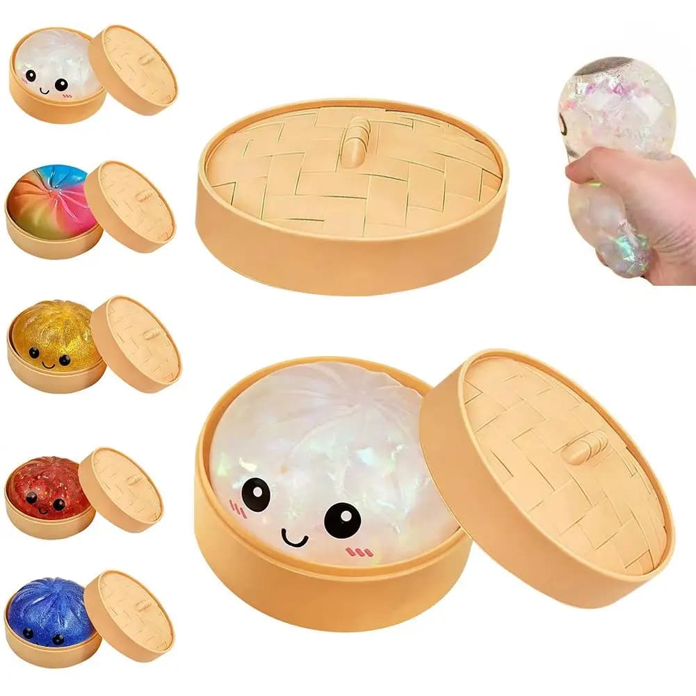 Giocattoli Squishy a Forma di Ravioli con Glitter, Giocattoli Simulati a Forma di Ravioli, Giocattolo da Spremere con Scatola, Palline di Pasta da Spremere, Regali, Oggetti di Scena per Scherzi