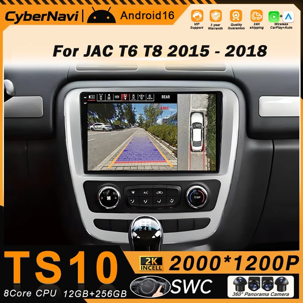 Autoradio Android per JAC T6 T8 2015-2018 Multimedia Bluetooth Stereo Video Player Stereo Navigazione GPS Carplay 4G WIFI BT