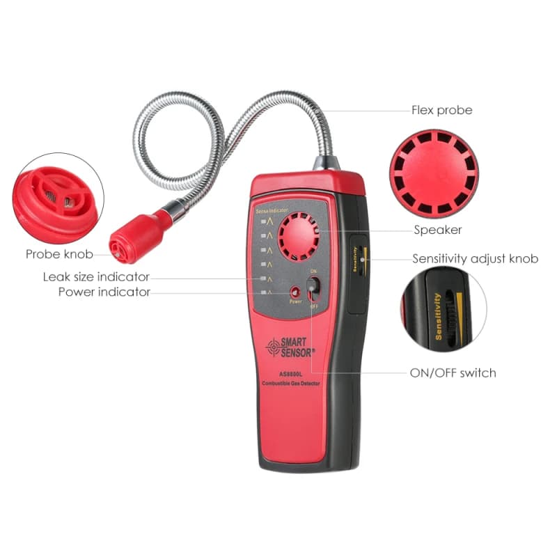 Rilevatore analizzatore di gas combustibile Rilevatore di gas combustibile micro portatile portatile per autoveicoli Rilevatore di posizione di perdite