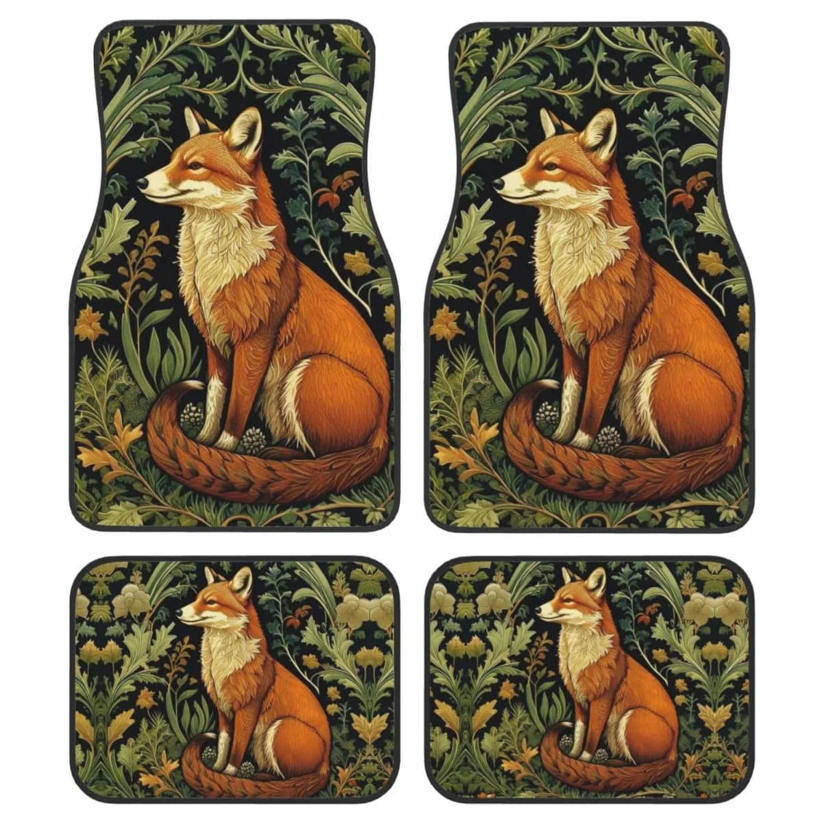 Set di tappetini per auto Forest Fox da 4 pezzi, tappetini anteriori posteriori per veicoli, tappetini per auto universali, accessori per auto per camion, donne
