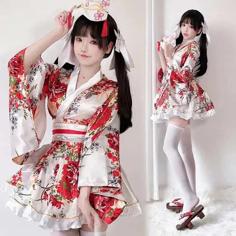 Japanese Kimono Dress Modified for Women, Summer Showcase, Cosplay Costume Anime, Halloween Costumes, Sexy and Sweet, Geisha Style Kawai