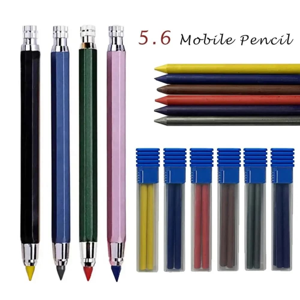 Penna meccanica in metallo da 5.6mm 2B/4B/6B/8B ricarica a matita pittura artistica disegno strumento di scrittura schizzo fumetti cancelleria automatica a matita