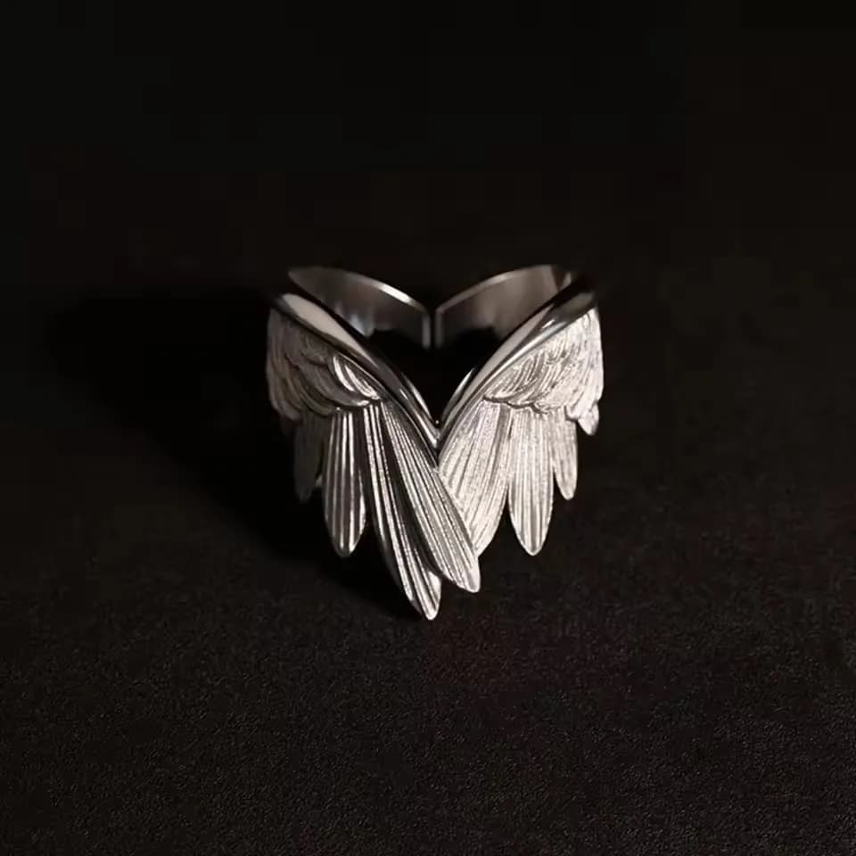 Anello retrò con ali d'angelo per donne ragazze punk gotico anello aperto regolabile accessori per gioielli di design fatti a mano regalo e783