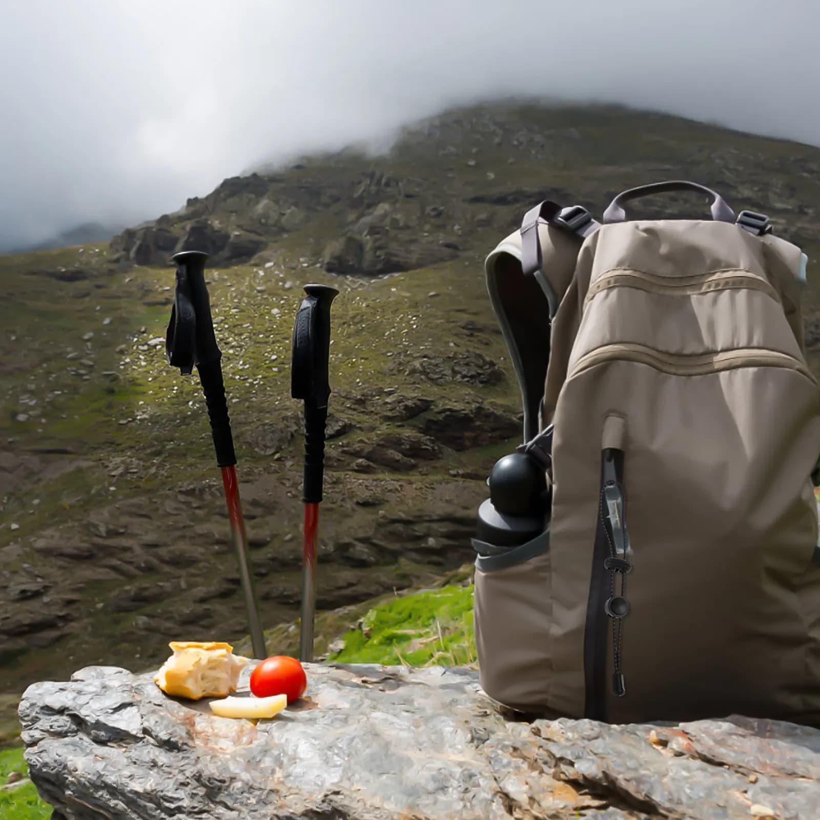 2 Pieces Support for Trekking Sticks with Elastic Horn and Universal Buckle for Backpack, Hiking, Camping