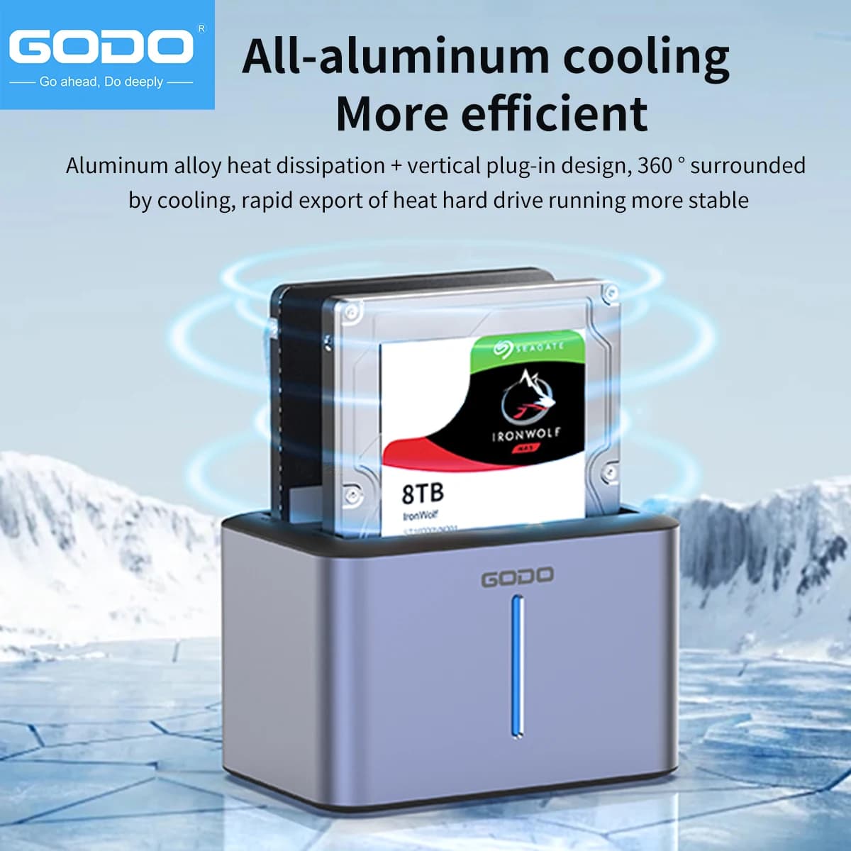 GODO USB 3.0 Dual Bay External Hard Drive Docking Station 2.5 Inch SSD HDD Dock Offline Clone Aluminum Hard Drive Enclosure