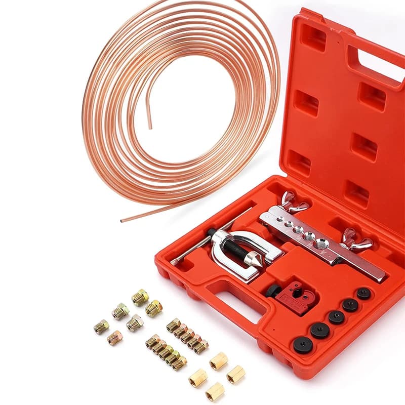 Kit linea freno da 25 piedi 3/16'' con 16 raccordi e 4 raccordi per tubi freno, kit di strumenti per svasatura doppia e singola linea freno