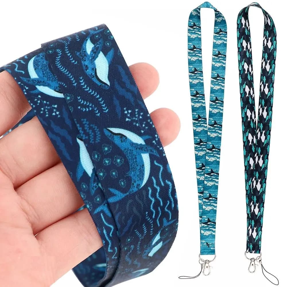 Laccetto per telefono con ciondolo a forma di squalo balena, porta badge identificativo, cordino per cellulare, laccetto per telefono con animali marini