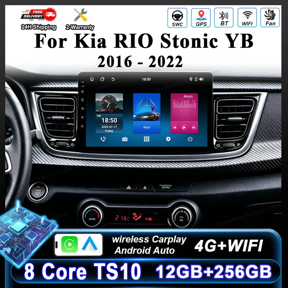Android 16 Radio Stereo For Kia RIO Stonic YB 2016 -2022 Auto GPS Navigation Multimedia Player Head Unit Bluetooth WIFI Car DVD