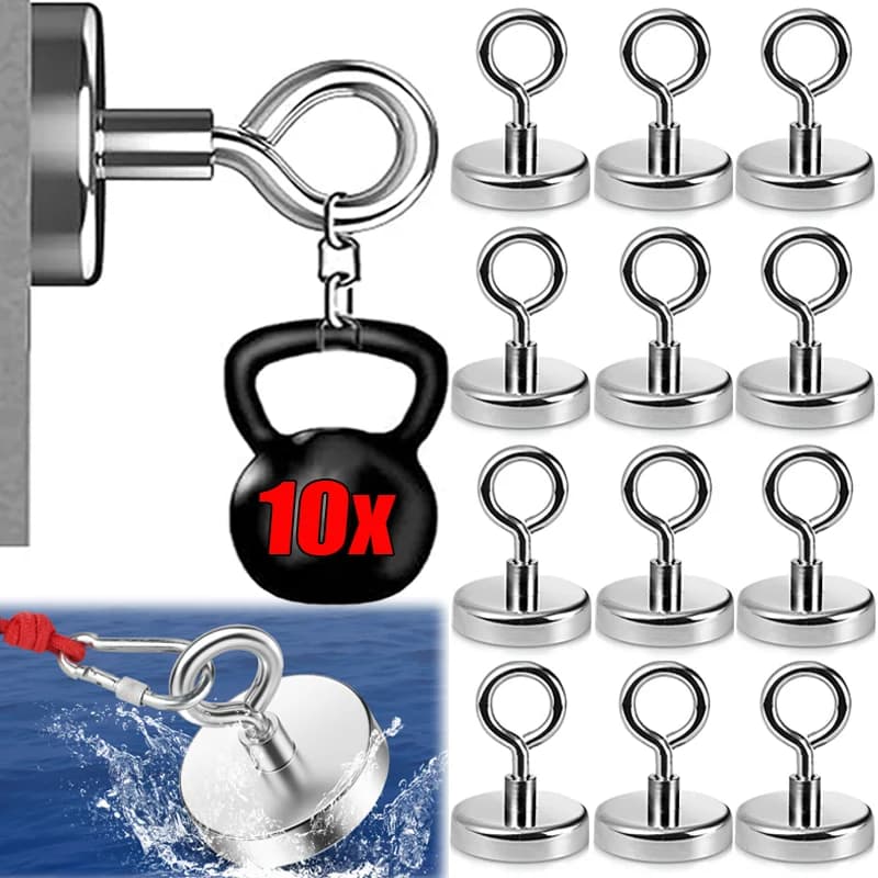 Eyebolt Magnetic Hooks Suction Cup Multi-Purpose Metal Magnet Hooks for Hanging Towel Keychain Office Kitchen Fridge Holder