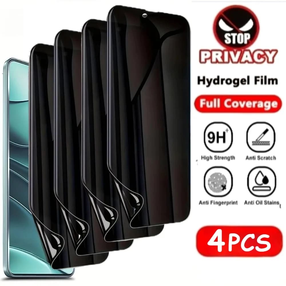 4Pcs Anti Spy Full Screen Protector for Redmi Note 14 13 Pro Plus 12 11 Pro Hydrogel Film for Redmi Note 14S 12S 11S 10 9 8 Pro