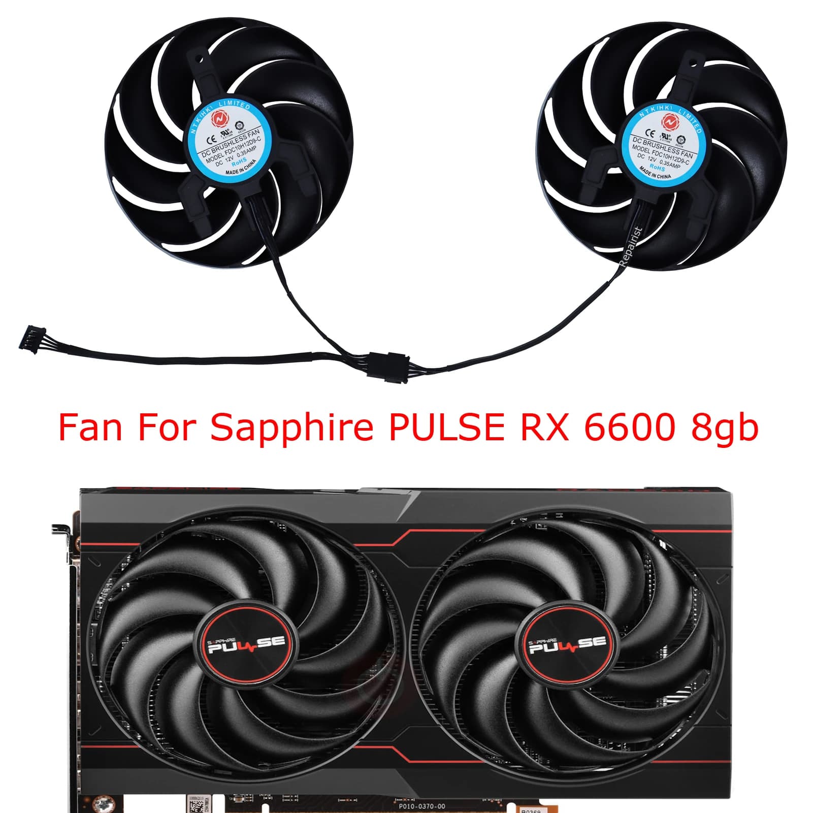 2Pcs/Set,T129215SU,FD9015U12S,GPU Graphics Fan,For Sapphire RX 6600 6600XT 6700 XT PULSE,Video Card Cooling,Replace FDC10H12D9-C