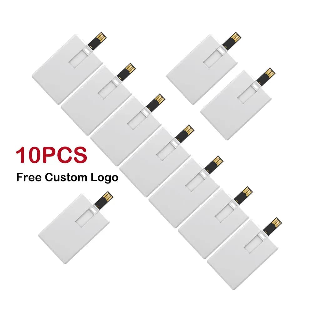 10PCS Logo personalizzato Stampa Immagine 128MB 4GB 8G 16GB 32G Chiavetta USB Carta di credito Pendrive Nome aziendale a forma di memoria USB Stick
