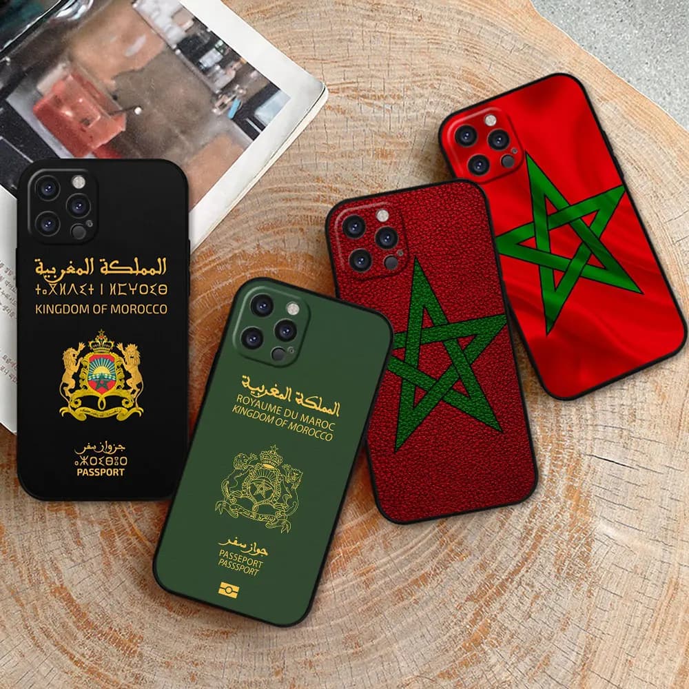 Moroccani Marocco Bandiera Passaporto Cassa Del Telefono Per Apple iPhone 15 14 16 13 12 11 Pro Max Mini 8 7 XS XR SE Antiurto Della Copertura Posteriore