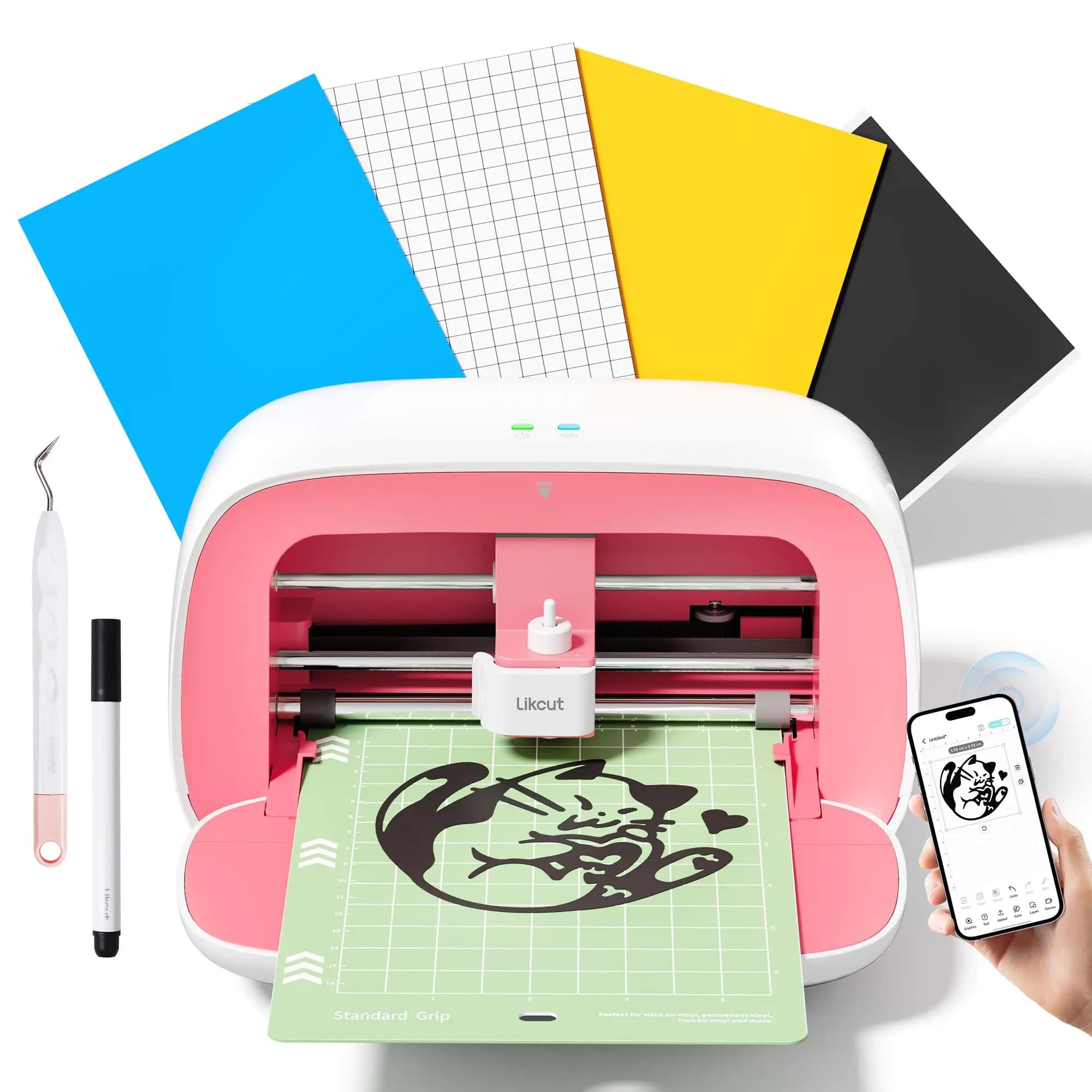 S501 Taglierina wireless per vinile e trasferimento di calore, macchina fai da te intelligente per decalcomanie per magliette, plotter da taglio per vinile, taglierina per pellicole in vinile