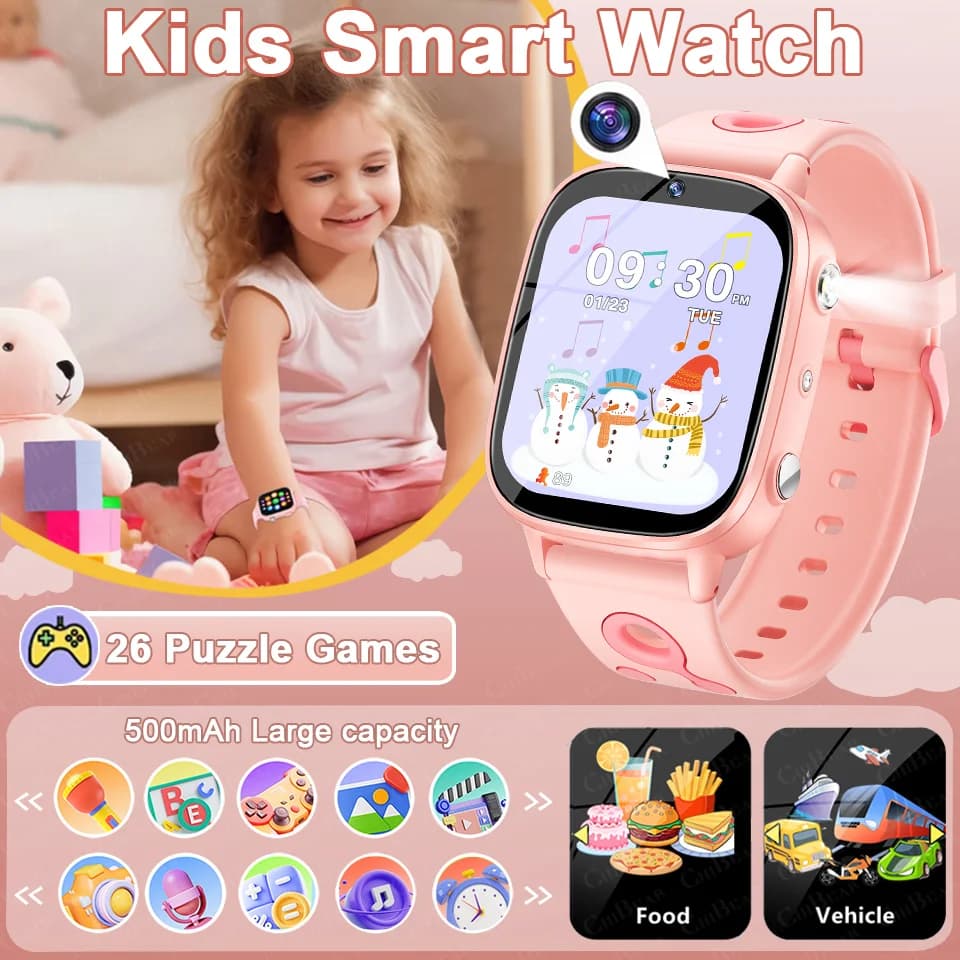 Bambini SmartWatch Macchina Fotografica Lettore Video 26 Gioco Di Puzzle 500mAh Batteria Torcia Elettrica Pedometro Per Bambini Impermeabile Smartwatch Ragazze Regalo