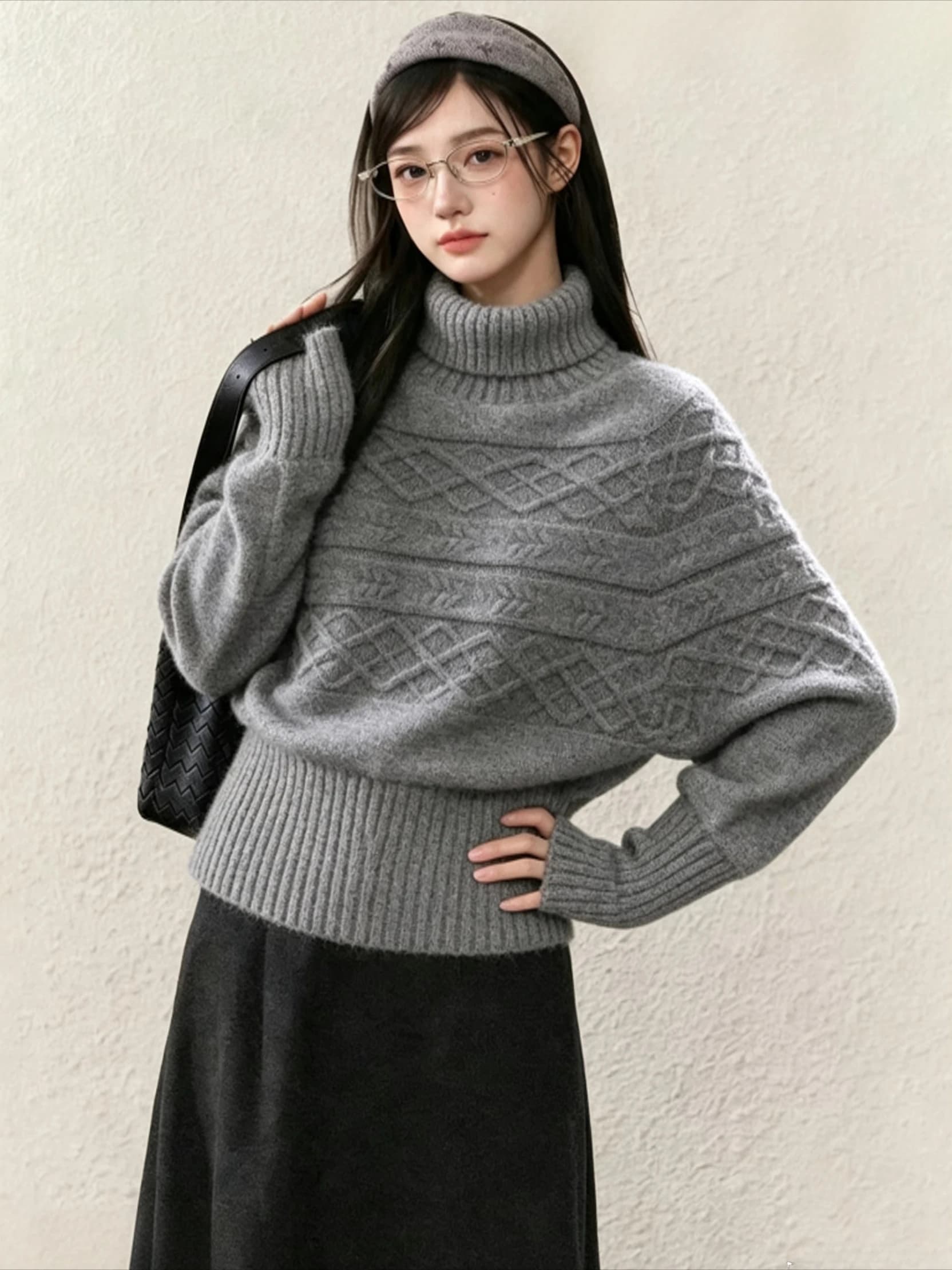 Women 2000s Retro Turtleneck Sweater Autumn Winter Korean Fashion Coquette Sweet Chic Daily Elegant Aesthetic Knit Pullover
