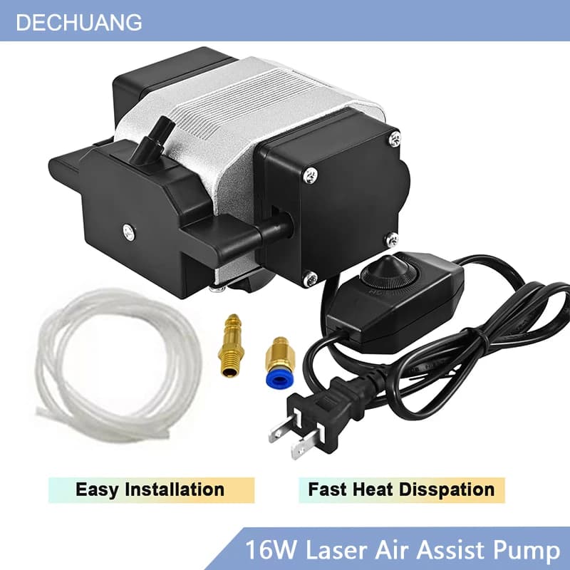 Laser Service Pump Air Compressor 110V 220V 30L/Min 16W, Low Noise Updated Nozzle with Adjustable Speed for Laser Engraving Machine