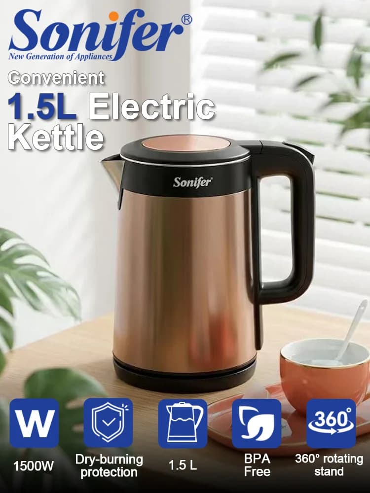 Smart Electric Kettle Sonifer SF-2098 1.5L 1500W Temp Control Touch Screen LED Display Keep Warm Tea Coffee Milk