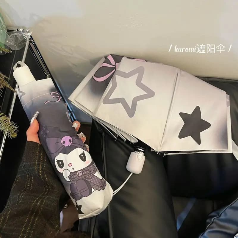 Anime Kuromi Cinnamoroll Cartoon Umbrella Automatic Folding Umbrella With Uv Protection Casual Portable Lightweight Umbrella