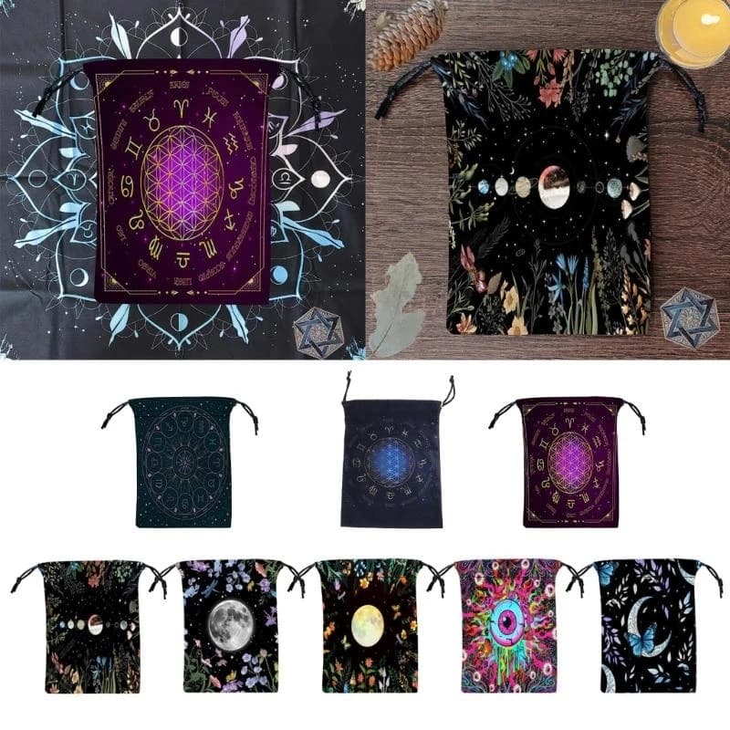 Divinazioni Tarocchi Carta Dadi Borsa Mini Borsa da matrimonio Tovaglia Borsa da carte Oracoli