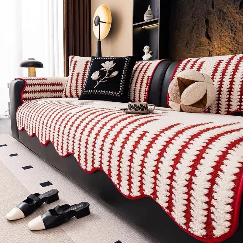 1 pz autunno e inverno peluche tappetino per divano confortevole caldo irregolare resistente all'usura cuscino per divano protezione per mobili da soggiorno
