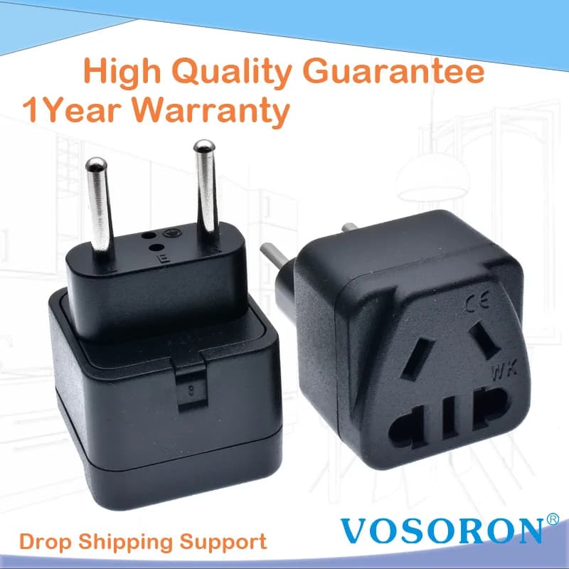 Adattatore da Viaggio Europeo Tipo C 4.0mm, Convertitore di Presa da US/CN/AU a Francia, Germania, Spagna, Thailandia