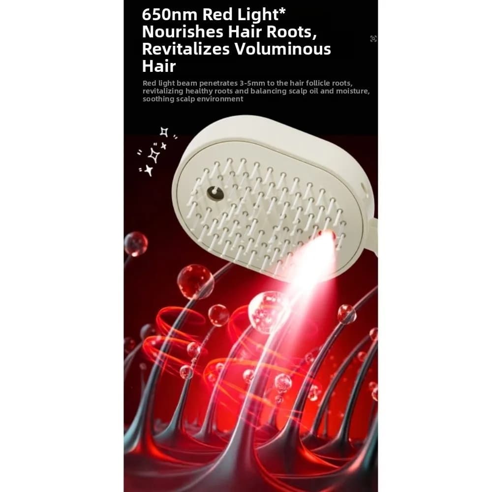 Multi-Function Red Light Spray Massage Comb Hair Care Anti-Frizz Large Tank Electric Spray Hair Brush One-Key Clean Anti-Static