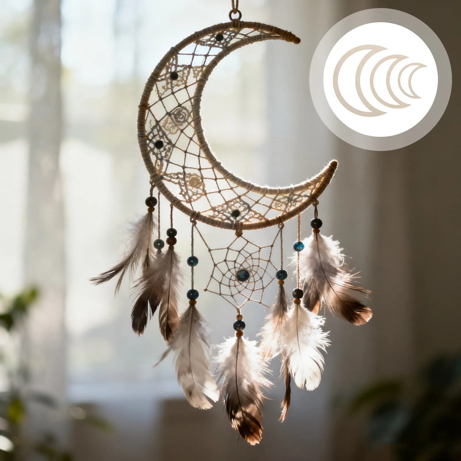 18Pcs Wooden Moon Hoop Rings Dreamcatcher Base Unfinished Frame DIY Craft Wall Hanging Decor Macrame Moon Hanging Ornament