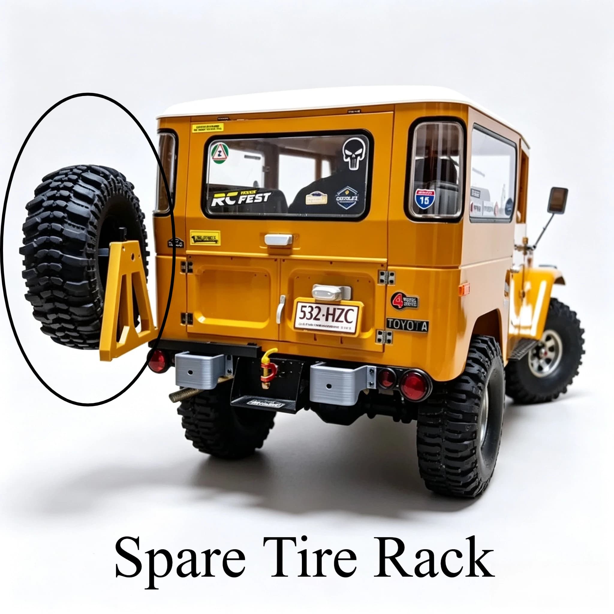 1/10 RC Rock Crawler Lockable Open Spare Tire Carrier Simulation Look For FMS 1:10 Land Cruiser FJ40 Appearance Mod Parts