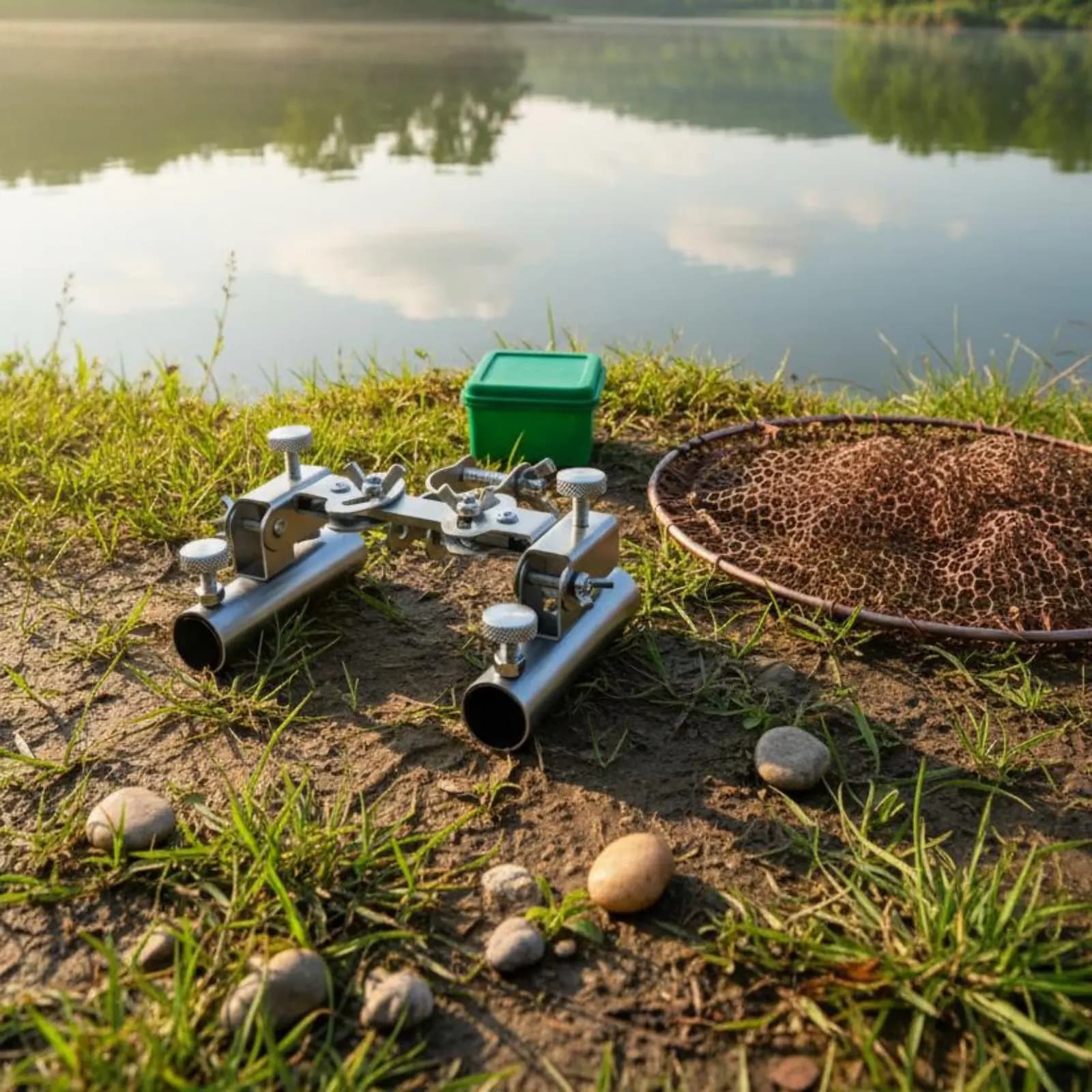 Supporto per Canne da Pesca, Stabile, Doppio Portacanna in Acciaio Inox, Regolazione Precisa