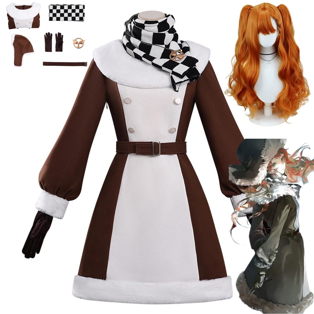 Cosplay Anime Game Reverse:1999 Sonetto, Winter Coat of St. Pavlov Foundation, Scarf, Hat, Wig, Christmas Cute Woman