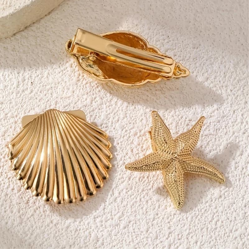 New Hair Clips for Shell and Stella Marina Shape, Holiday Style, Liu Hai Hair Clips, Oceanic Series, Side Clips for duck beak, Hair Accessories, Green