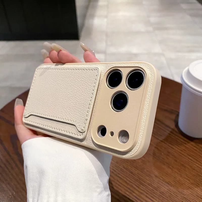 PU Leather Wallet Phone Case with Card Slot Pocket for iPhone 17 Air 16 Plus 15 14 13 12 11 Pro Max Shock Rear Cover