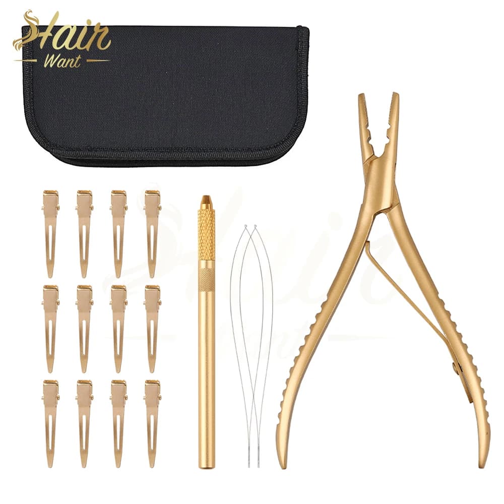 Pinze per Extension Capelli con 2 Fori, Kit di Pinze Microlink per Micro Perline, Clip Metalliche per Extension