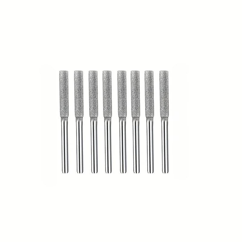 8Pcs Diamond Chainsaw Sharpener Set, Titanium Coated Corundum Grinding Bits, Rotary Tool Burr Stone Files for Chain Saw, Artific