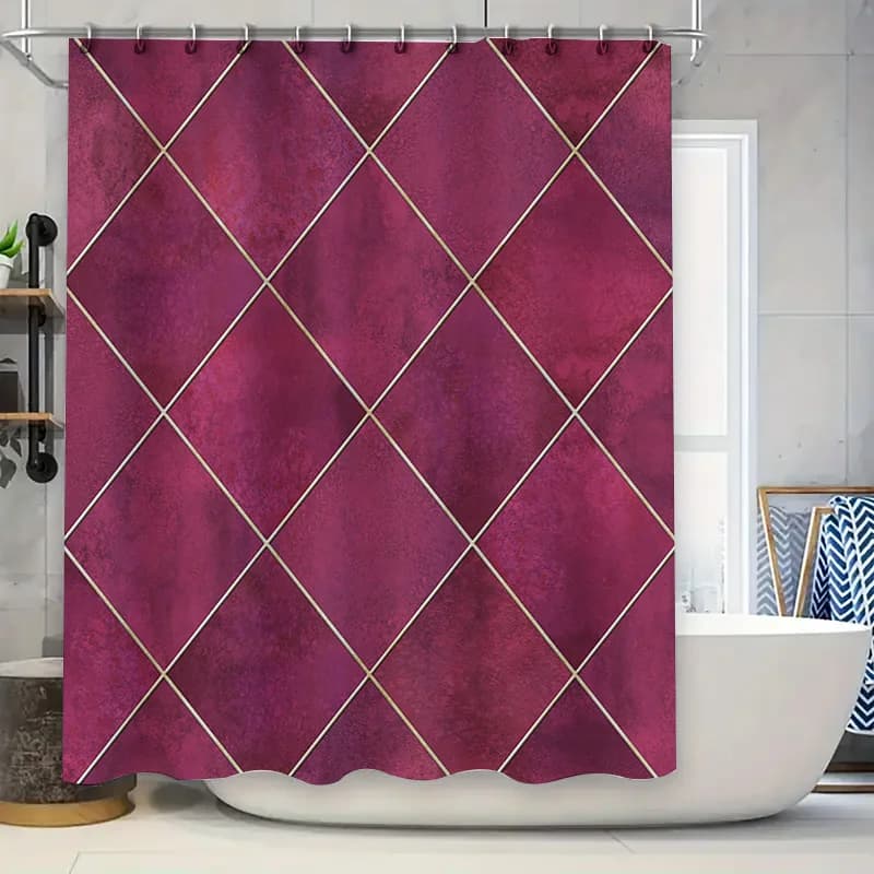 Set di tende da doccia scozzesi di lusso Design geometrico rosa per decorazioni da bagno Tenda da doccia impermeabile con ganci inclusi"