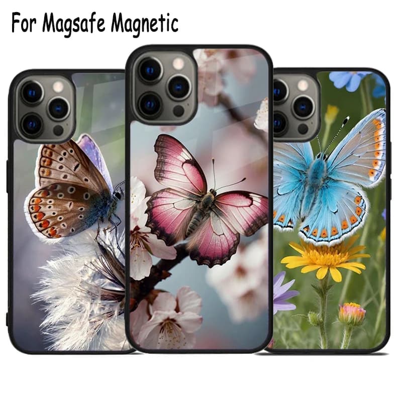 Custodia per telefono con ricarica wireless Peacock Butterfly Moths per iPhone 17 Air 15 16 16e 14 13 11 12 Pro Max Plus, Cover Magnetica Magsafe