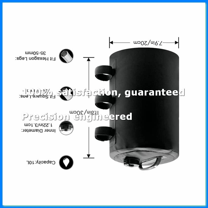 Set di 4 Pesi per Tende da 10L, Pesi Pesanti per Tende e Gazebo, Accessori per il Fissaggio delle Gambe delle Tende (Nero)-A63M