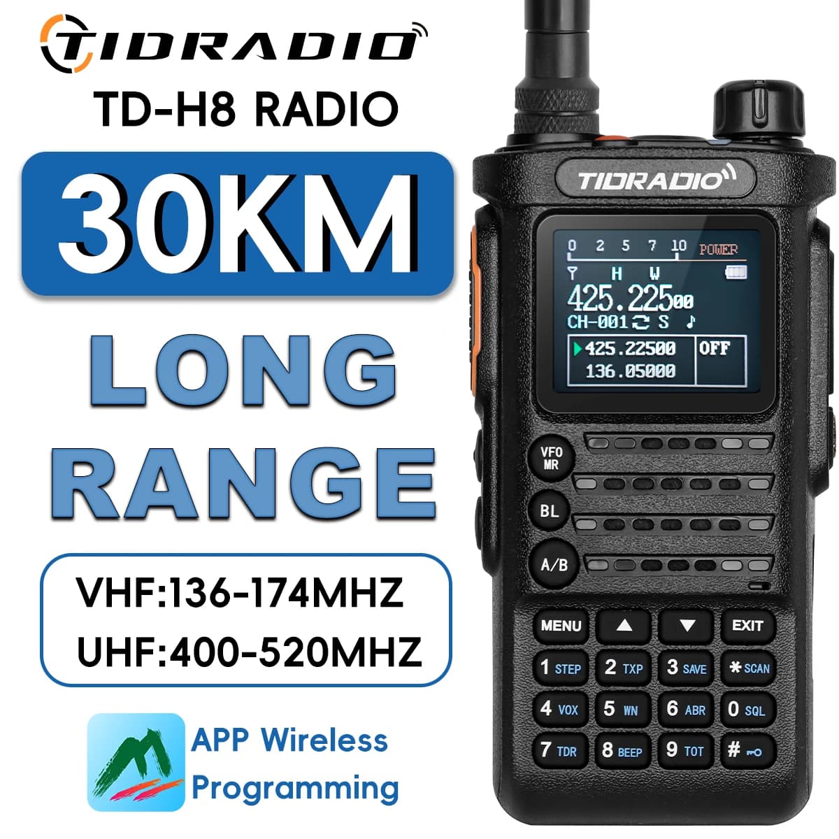 TIDRADIO 2nd Gen TD-H8 Walkie Talkie professionale portatile a lungo raggio Radio Phone ripetitori di ricerca programmabili Wireless USB-C