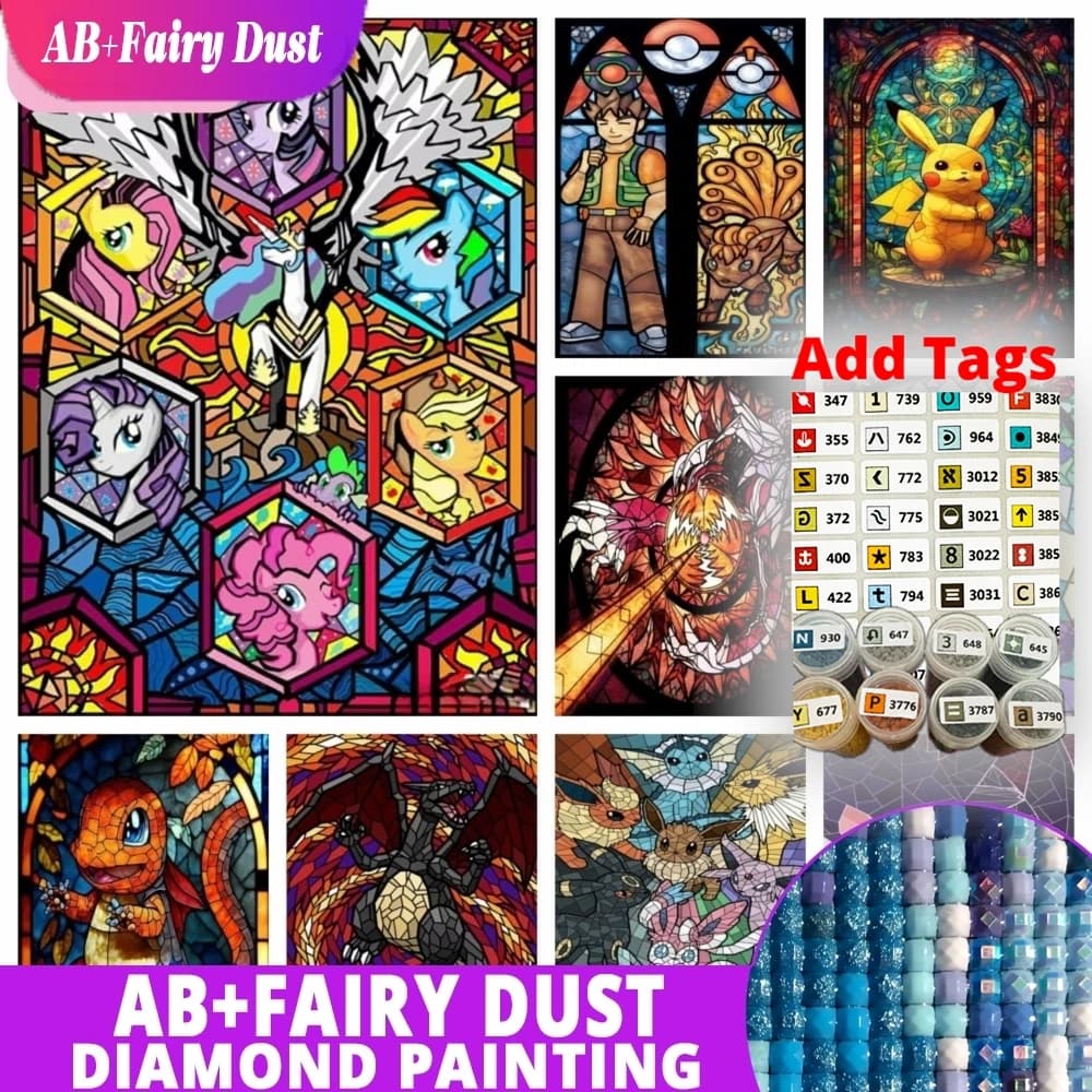 AB Fairy Dust 5D Diamond Painting DIY Pokemon New Cartoon Children Gift Diamond Mosaic Anime Embroidery Handcraft Kits Cross Sti