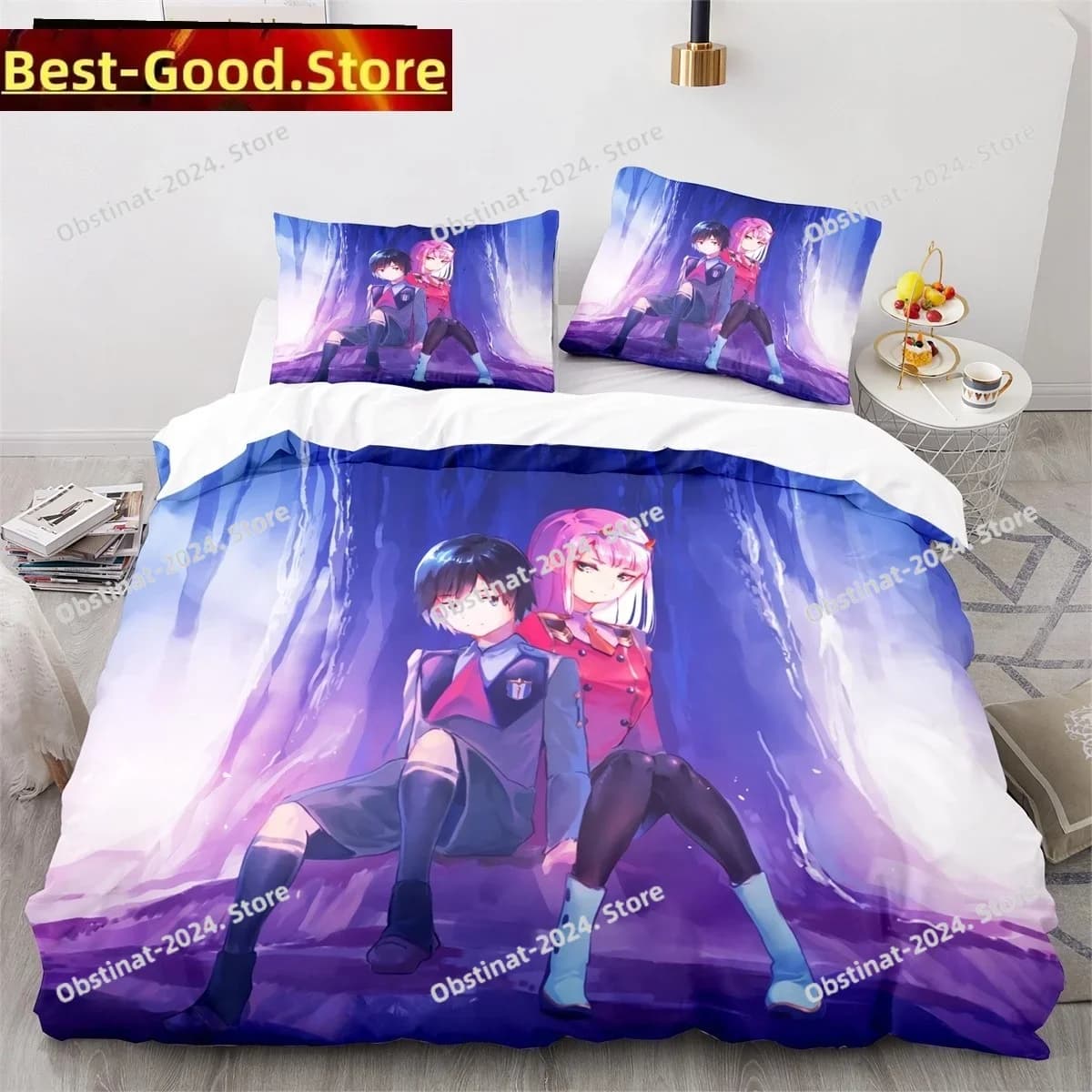 Darling In the Franxx Anime Set biancheria da letto Copripiumino Completo Queen King Size Federa Letto Stampato Aldult Camera da letto per bambini Singolo Twin