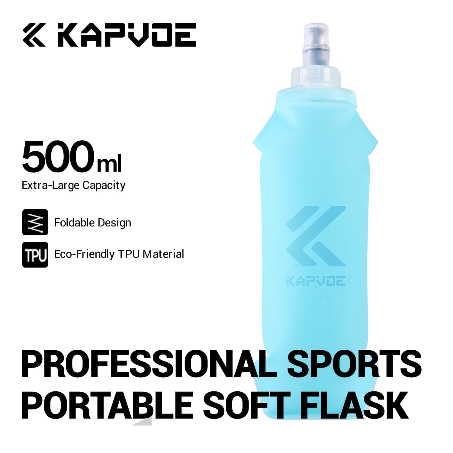 Kapvoe Soft Water Bottle Foldable Bag Cycling Camping Sport Outdoor Running Bowl Moisturizing Pack Life Bike BPA Free 500ml