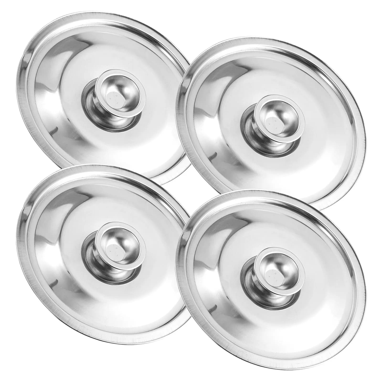 Set di 4 Coperchi Universali in Acciaio Inox da 14 Cm per Pentole e Padelle, Coperchio per Contenitore di Olio, Accessori per Cucina