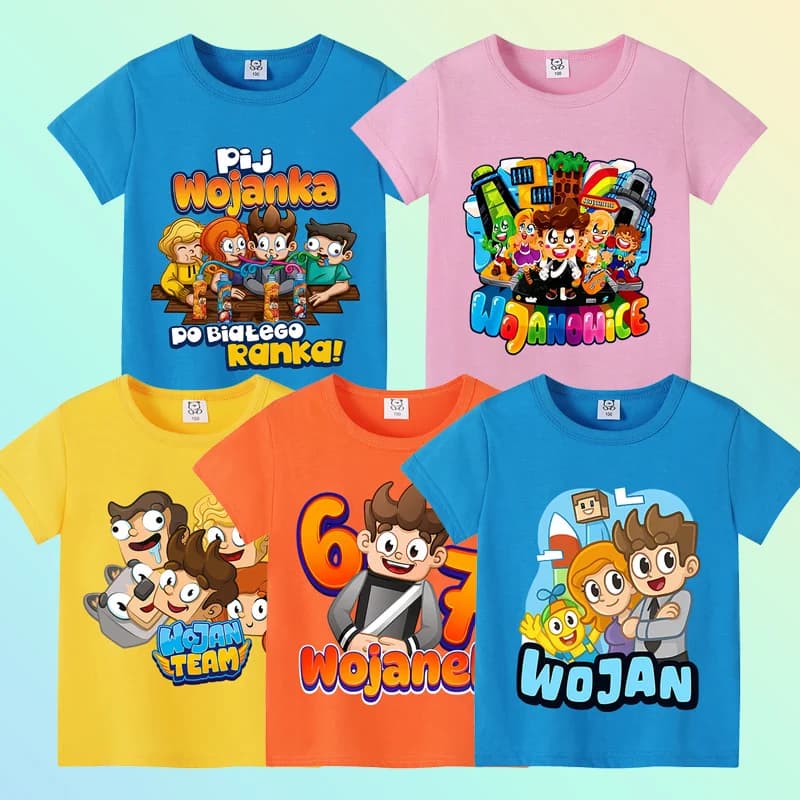 T-shirt Wojans Team Anime con scollo rotondo, abbigliamento a maniche corte per bambini, magliette estive in cotone, magliette per ragazzi e ragazze, regalo di compleanno