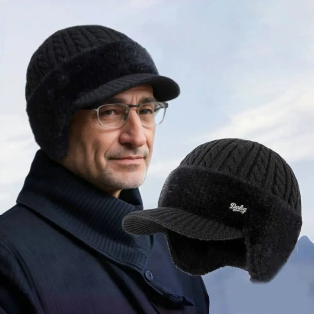 Comfortable Thick Warm Winter Thermal Hat Windproof Earflaps Elderly Beanie Elasticity Ear Protection Cap Outdoor Sports