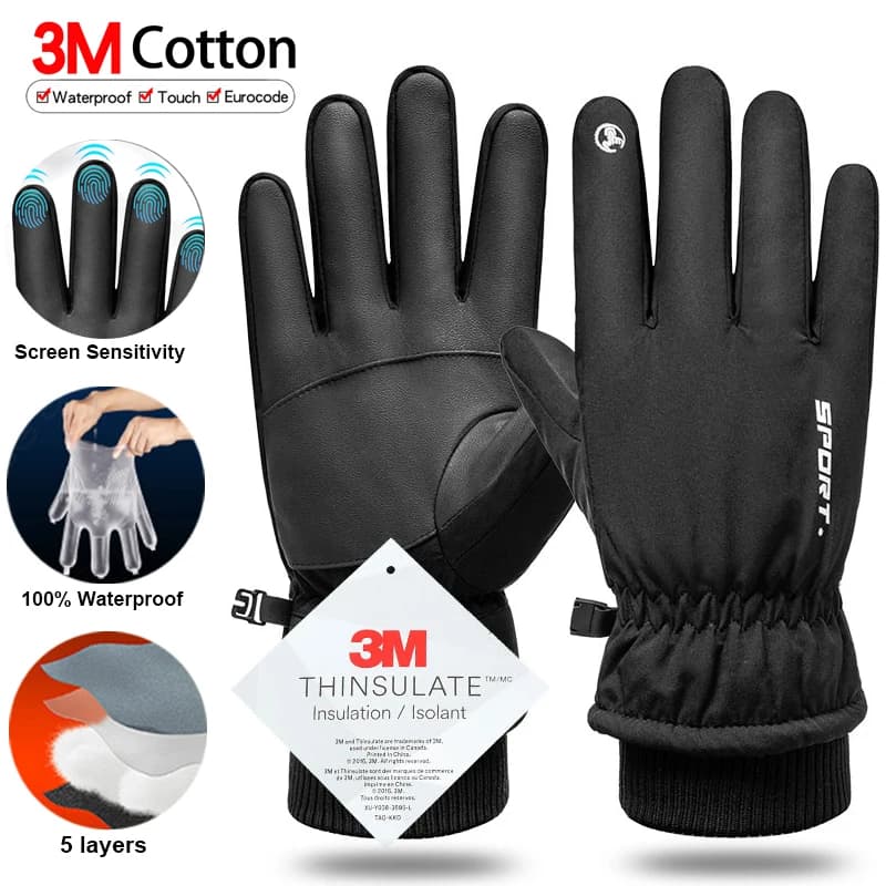 Winter Cycling Gloves Outdoor Sports Motorcycle Racing Touch Screen Fleece Gloves Hot non-slip gloves with whole fingers